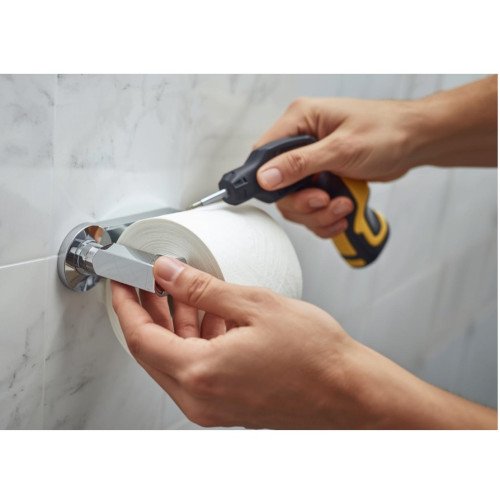 Bathroom t - paper holder installation