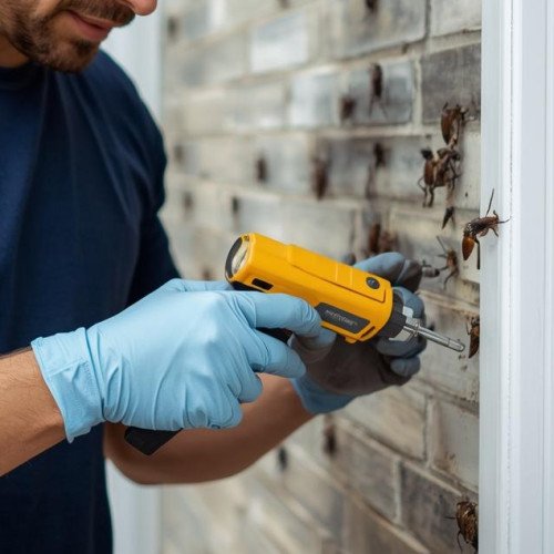 Cockroach pest control includes utensil removal ( 2 bathroom, 1 kitchen)