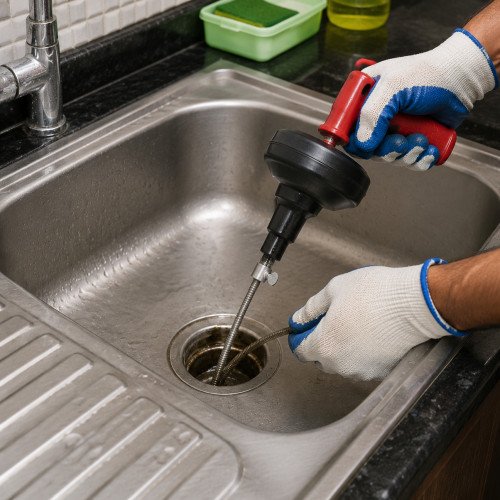 Kitchen sink blockage removal